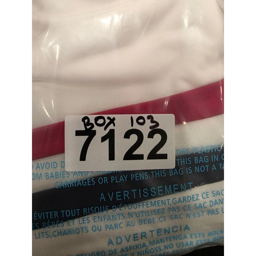 L Space Ren Top Bikini Swim Top White Stripe Size Small New